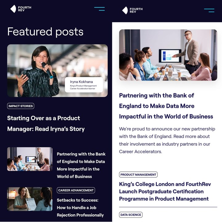 Screenshot from the fourthrev website for the portfolio gallery slider