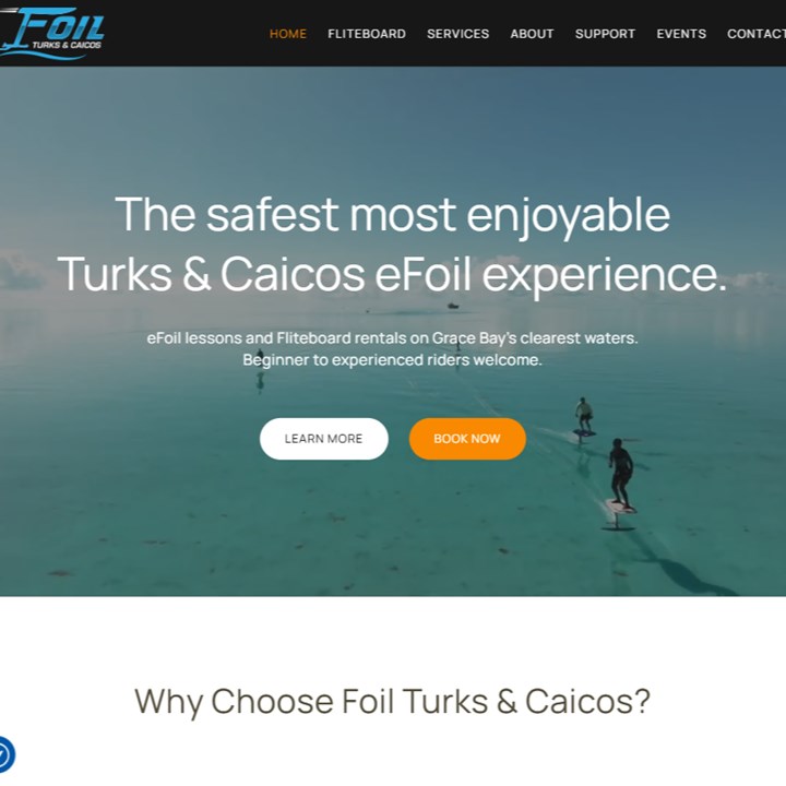 FoilTurksAndCaicos efoiling lessons website developed