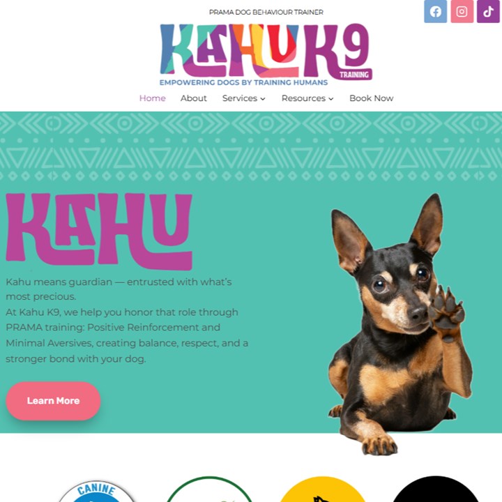 Kahu K9 dog training website developed